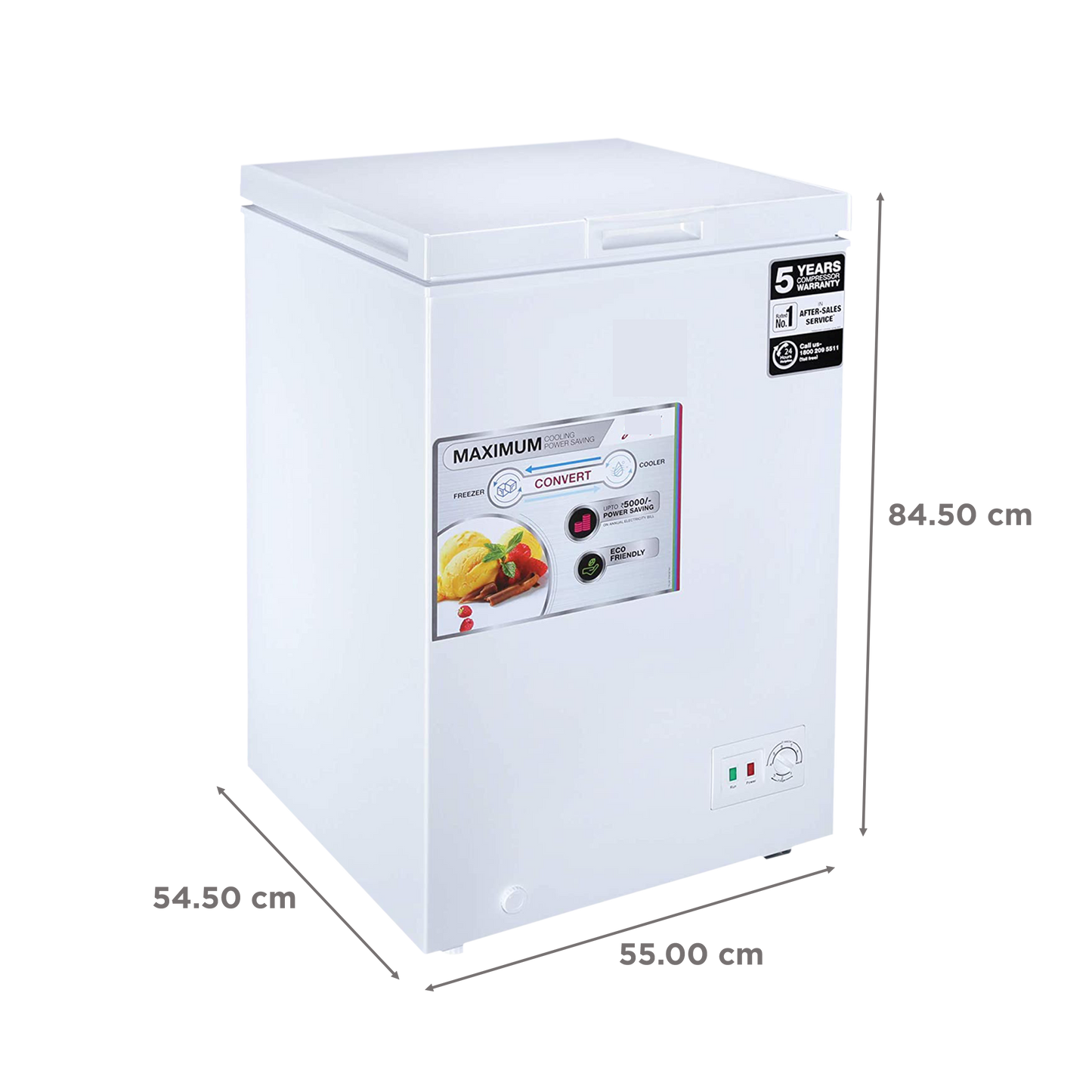 Emtex Slim Series 100 Litres Single Door Deep Freezer (Convertible Technology, DH GCHW 110 R6SHC RW, Royal White)