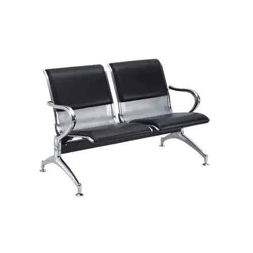Dicor Seating DMB3 2 Seater SS 16 Gauage Chrome Finish Waiting Chair with Cushion, Silver & Black