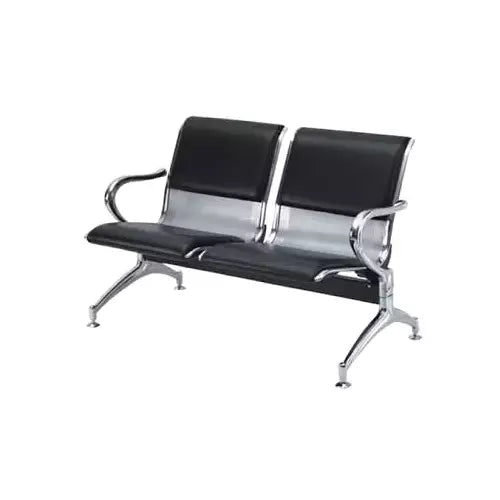 Dicor Seating DMB3 2 Seater SS 16 Gauage Chrome Finish Waiting Chair with Cushion, Silver & Black