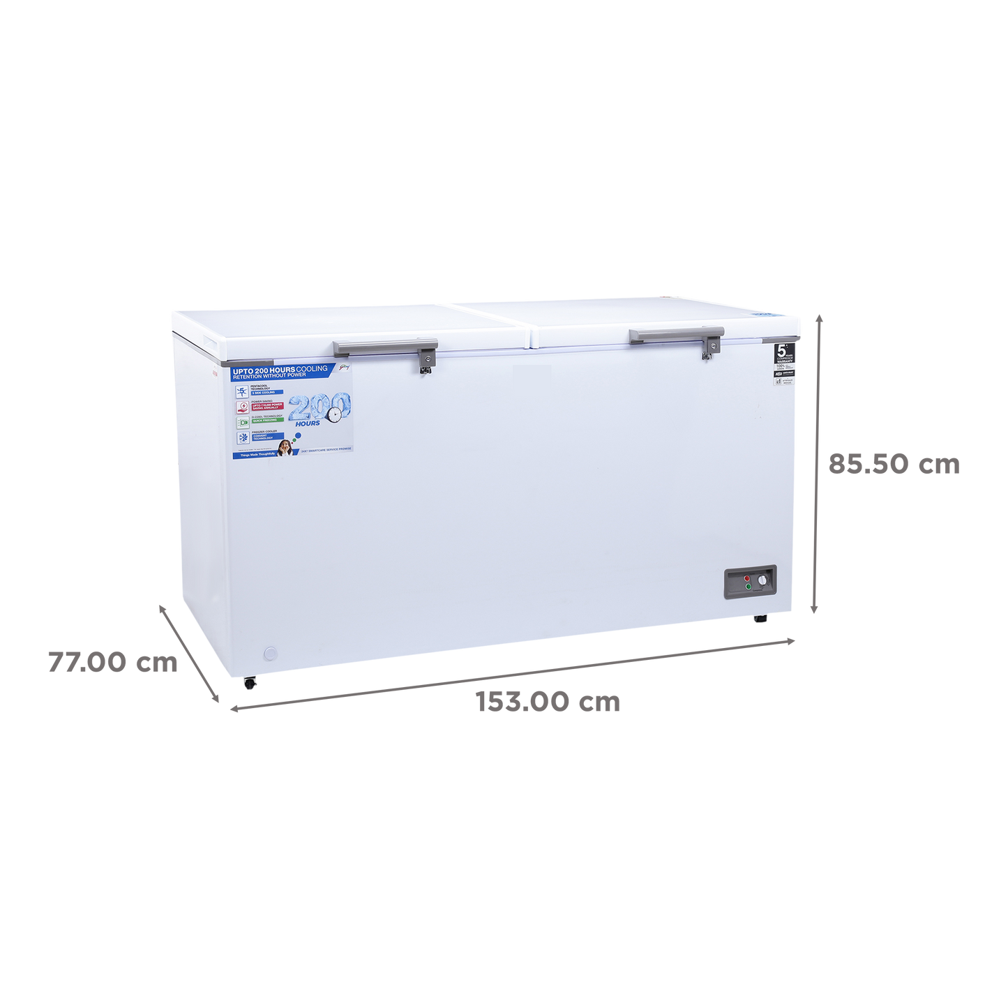 Emtex Edge Penta 500 Litres 5 Star Double Door Deep Freezer (PentaCool Technology, DH EPenta 525E 2HCN RW, Royal White)